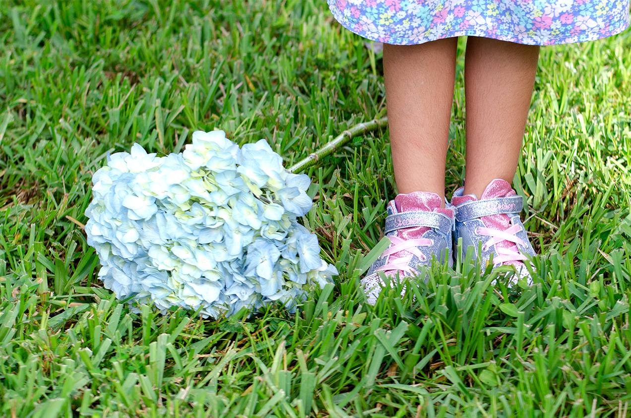 Blue Bouquet by her feet